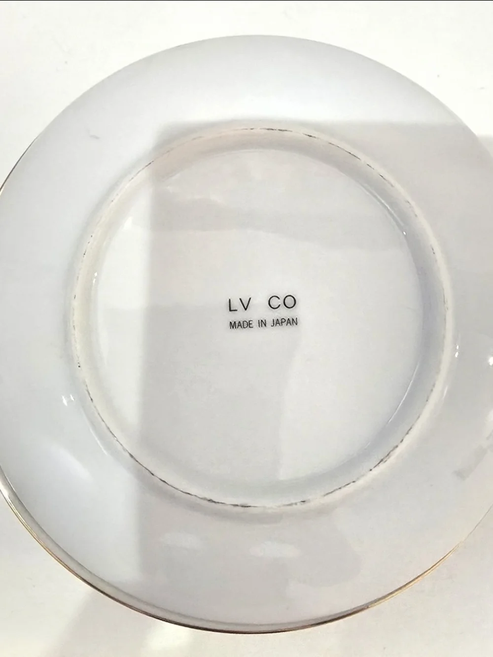 LV CO White Fruit Porcelain Plates with Gold Rim - 6 Japan Vintage